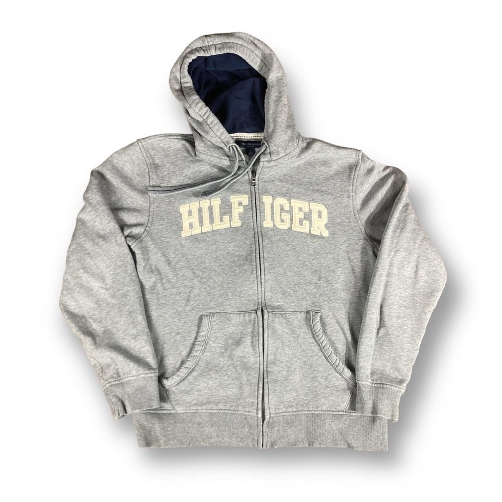 Tommy Hilfiger Hoodie - sweater embroidery stitch logo gray white casual running